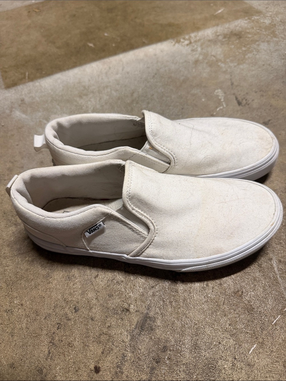 Vans Slip-On Canvas Sneakers in Cream White